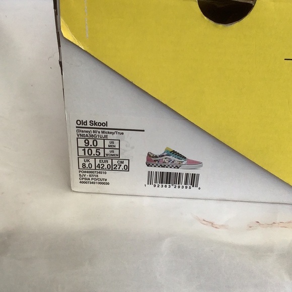 Vans Disney Off the Wall Old Skool 80's Mickey 9 M 10.5 W w/BOX - Picture 16 of 16